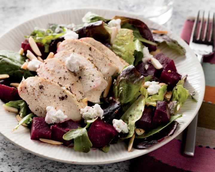 Image of Bee Pollen Goat Cheese Chicken Salad on a plate