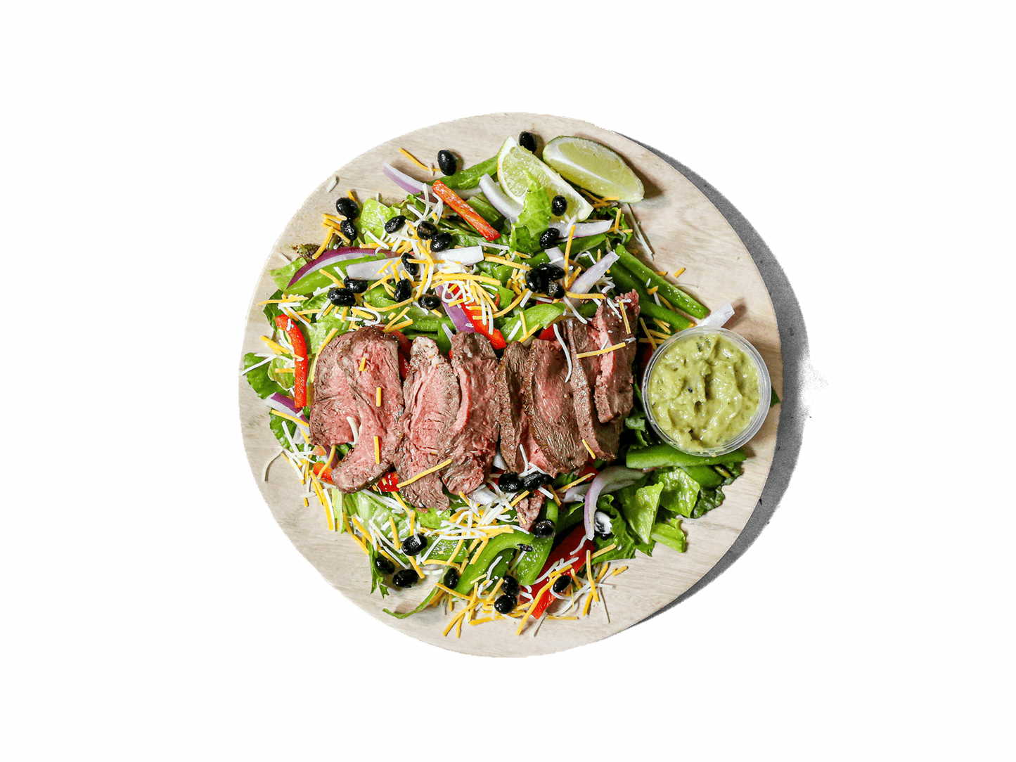 Perfectly seasoned steak strips atop a bed of fresh greens, complemented by zesty pico de gallo and creamy avocado tomatillo salsa. This flavorful dish delivers a vibrant Tex-Mex twist, perfect for a wholesome and delicious meal.