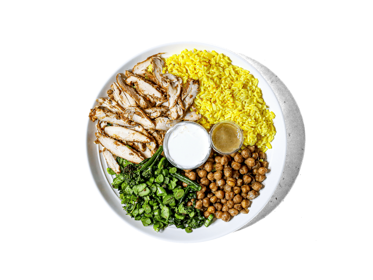 Tender, marinated chicken, served over fragrant turmeric rice and paired with spiced chickpeas. This vibrant dish brings together bold Middle Eastern flavors for a hearty and satisfying meal.