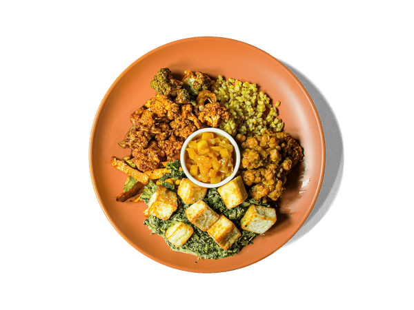 LOWCAL version - Organic Saag Paneer Plate