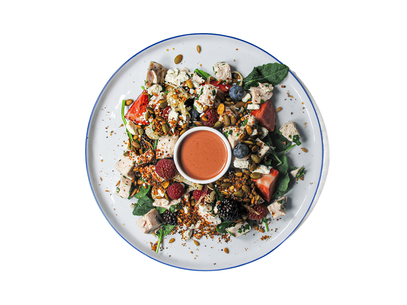 Image of Early Spring Berries Organic Chicken Salad on a plate