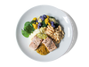 A perfectly seared salmon fillet atop a creamy parsnip purée. Paired with roasted rainbow cauliflower and drizzled with vibrant red chimichurri, this dish delivers a balanced, flavorful, and nutrient-packed meal that delights the palate with every bite.