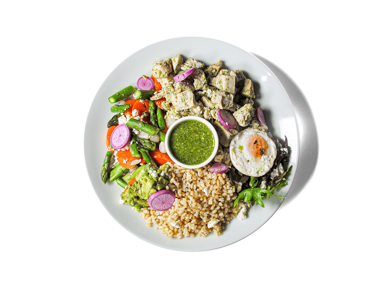 Image of Organic Chicken Sorrel Pesto Bowl on a plate